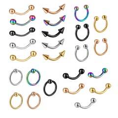 Stainless steel gold electroplating unisex nose pin C rod breast ring nose ring