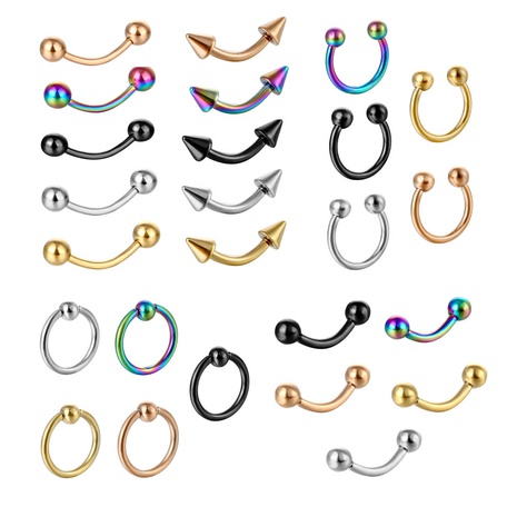Stainless steel gold electroplating unisex nose pin C rod breast ring nose ring's discount tags