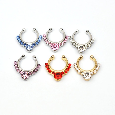 Fashion piercing jewelry U-shaped double row drill alloy nose ring's discount tags