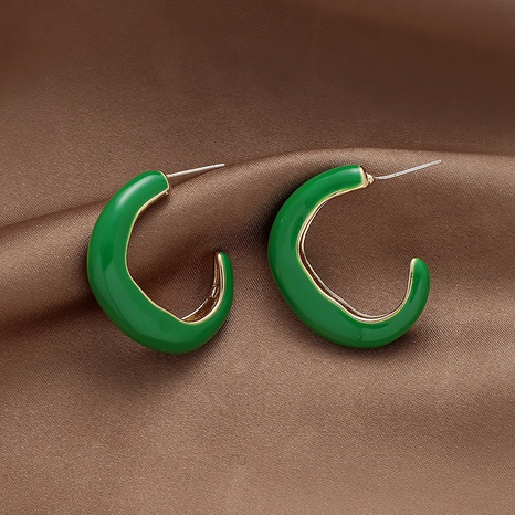 retro green drip oil C-shaped geometric alloy earrings wholesale's discount tags