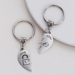 fashion heart-shaped couple stainless steel key chain Valentine's Day gift for lover