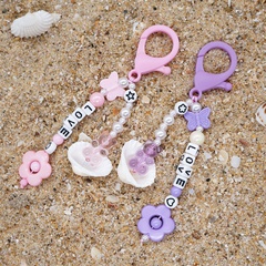new imitation pearl acrylic butterfly flower bear key chain pendant