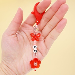 new beads acrylic red butterfly flower key chain pendant