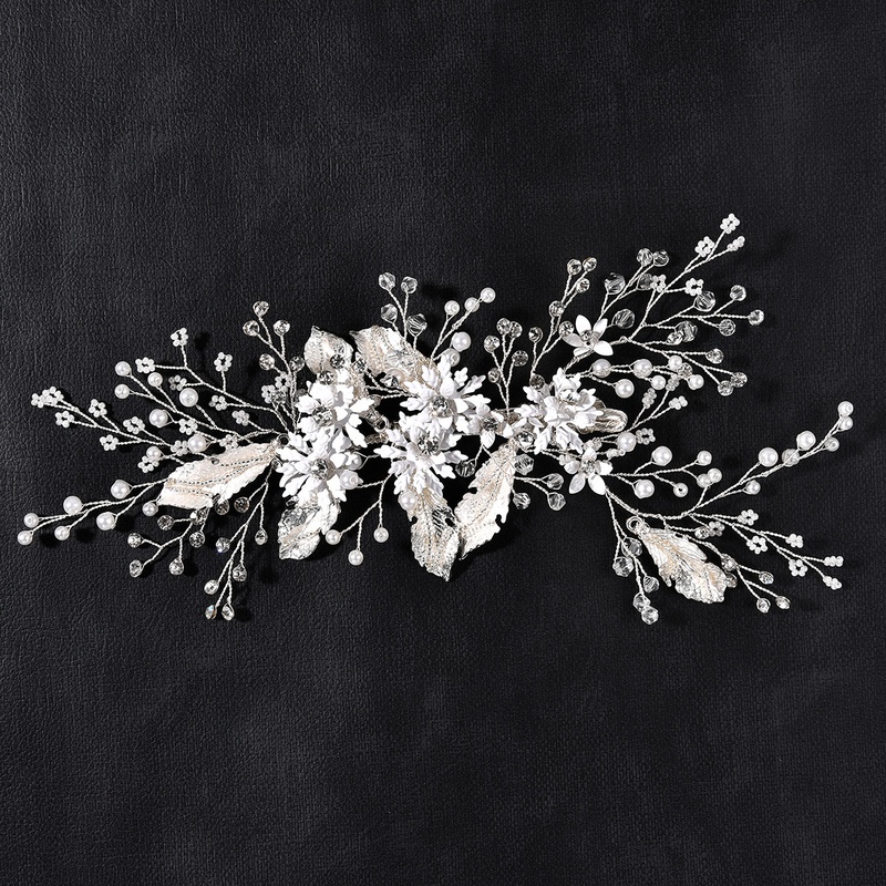 fashion bridal wedding simple hair accessories white leaf hairpin