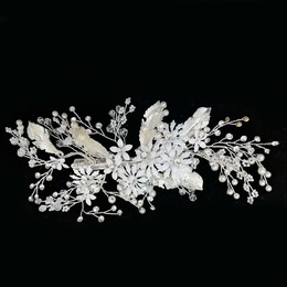 fashion bridal wedding simple hair accessories white leaf hairpinpicture5