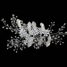 fashion bridal wedding simple hair accessories white leaf hairpinpicture6