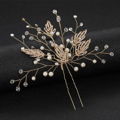 Accesorios para el cabello de novia de moda horquilla en forma de U de aleación de diamante dorado