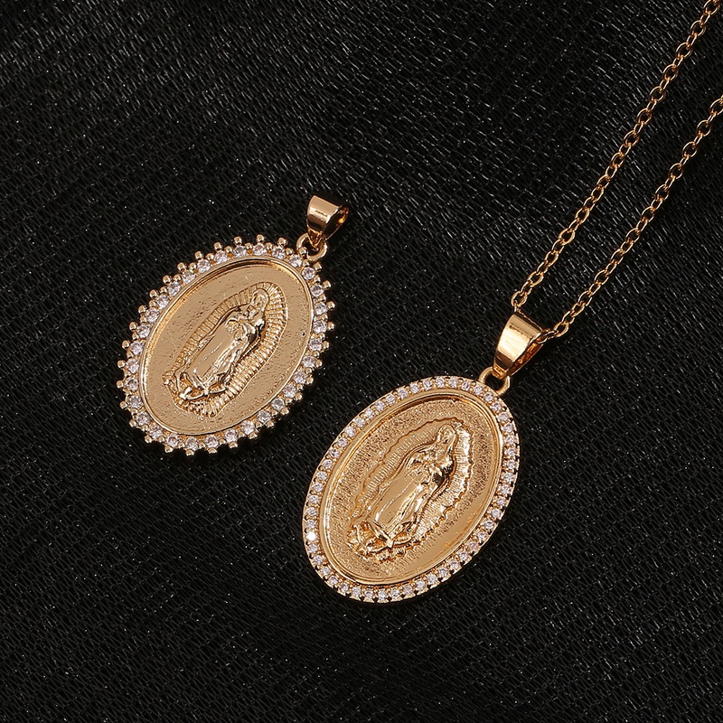 Nouveaux bijoux religieux pour femmes en cuivre plaqu or pendentif vierge marie collier