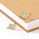simple fashion diamond drop oil lightning shape copper stud earringspicture8