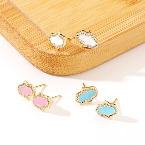 fashion drop oil simple solid color geometric copper stud earrings's discount tags