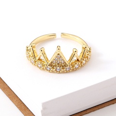 Copper Inlaid Zircon Crown Ring Engagement Tail Ring Wholesale