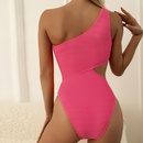 fashion fluorescent color onepiece solid color one shoulder hollowed swimsuitpicture10