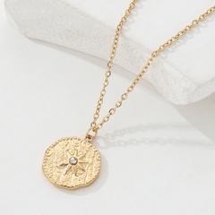 Copper Plating 18K Gold Nine Stars Zircon Pendant Necklace
