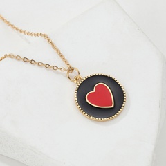 Copper Plating 18K Gold Heart Two-color Oil Drop Pendent Necklace