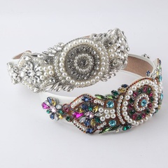 Neue Mode barockes Kristall-Retro-Perlen-Stirnband mit breiter Krempe