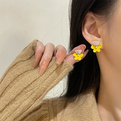 bear female new sweet cute flower alloy stud earrings