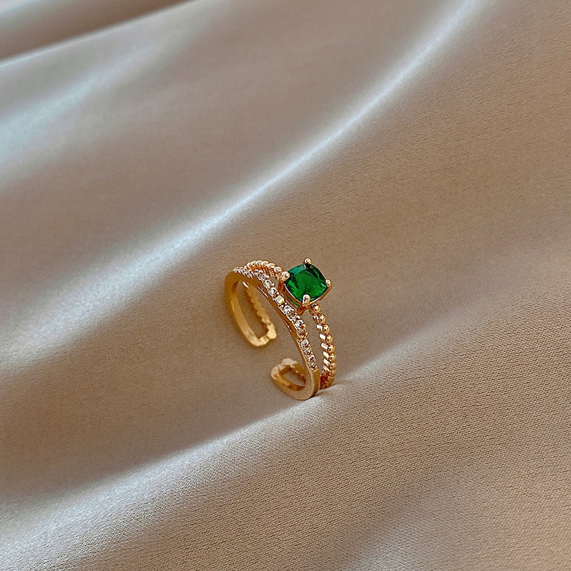 Bijoux Fantaisie Parures Bijoux | Fashion Zircon Emerald Set Ring Boucle D39oreille En Alliage Gomtrique - HR59270