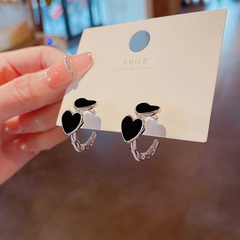 korean style doble heart shaped drip oil alloy stud earrings wholesale
