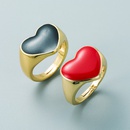 fashion red black large heart copper goldplated drop oil opening ringpicture7