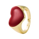 fashion red black large heart copper goldplated drop oil opening ringpicture11