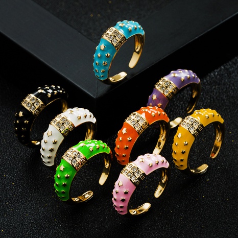 fashion copper gold-plated micro-set zircon drip oil open ring women's discount tags