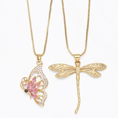 2022 new dragonfly butterfly copper inlaid zircon necklace collarbone chain
