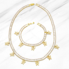 Fashion diamond butterfly necklace bracelet copper set necklace full diamond