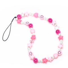 Summer short anti-skid imitation pearl soft pottery smiley mobile phone chain