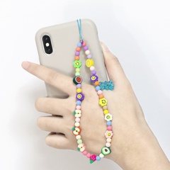 ethnic style colored soft pottery fruit flower beaded wristband mobile phone chain