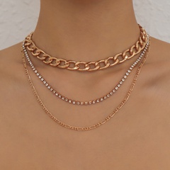 simple punk exaggerated Cuban chain geometric multi-layer necklace