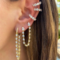 simple fashion rhinestone chain tassel  alloy stud earrings set