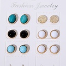 fashion green white resin geometric round alloy stud earringspicture10