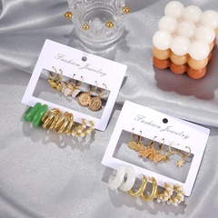 boucles d'oreilles en alliage de perles géométriques acryliques rétro ensemble de 6 pièces en gros