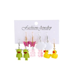 new cartoon frog butterfly small yellow duck acrylic earrings 5-piece set