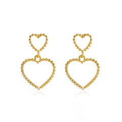 fashion hollow double heart-shaped earrings simple alloy drop earrings