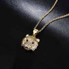 Fashion copper micro-inlaid zircon jewelry plated 18K gold tiger head pendant necklace