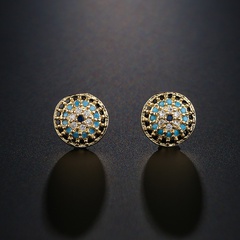 fashion copper plated 18K gold zircon devil's eye stud earrings