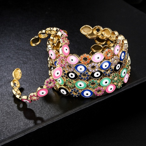 fashion copper inlaid zircon oil drip devil's eye bracelet wholesale's discount tags