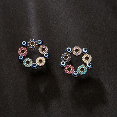 fashion copper plated 18K gold zircon devil's eye hoop earrings