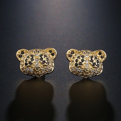 fashion copper plated 18K gold zircon cute panda stud earrings