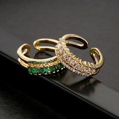 fashion copper micro-set zircon plated 18K gold geometric ring female