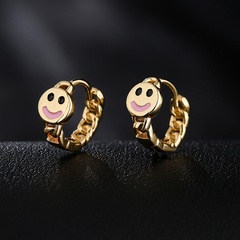 fashion geometric smiley face dropping oil copper earrings wholesale
