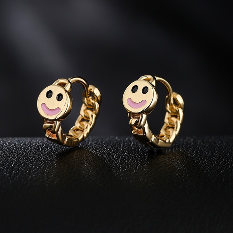 fashion geometric smiley face dropping oil copper earrings wholesale's discount tags
