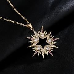 geometric shape pendant copper plated 18K gold zircon necklace female