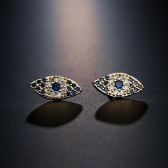 fashion copper plated 18K gold micro-set zircon eye stud earrings