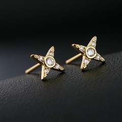 fashion copper plated 18K gold zircon star stud earrings