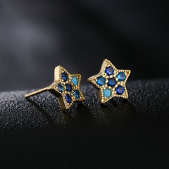 simple inlaid zircon star shaped copper stud earrings wholesale