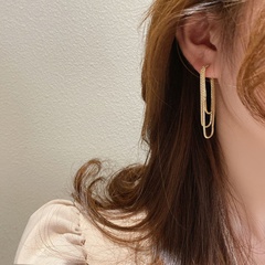 simple geometric chain tassel multi-layer long copper drop earrings wholesale