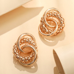 simple interlocking corn chain hollowed circle geometric metal earrings wholesale