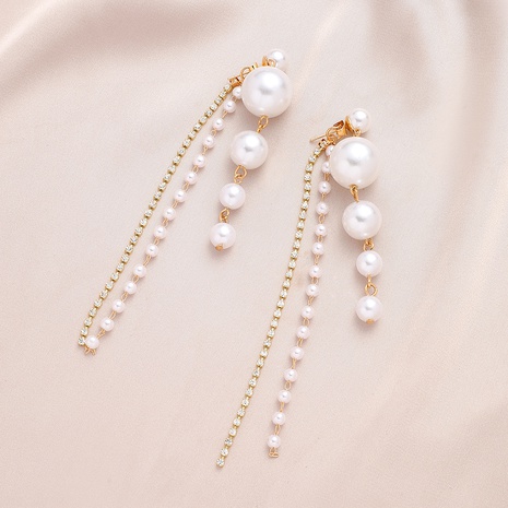 fashion Beaded Tassel inlaid Pearl Rhinestone Earrings wholesale's discount tags